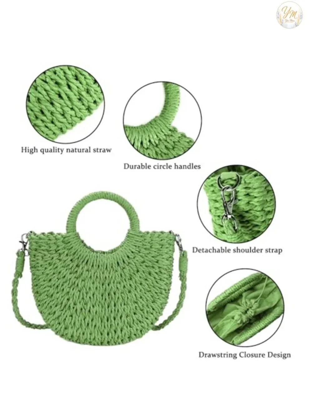 Handwoven Straw Beach Bag Crossbody Shoulder Satchel Purse Summer